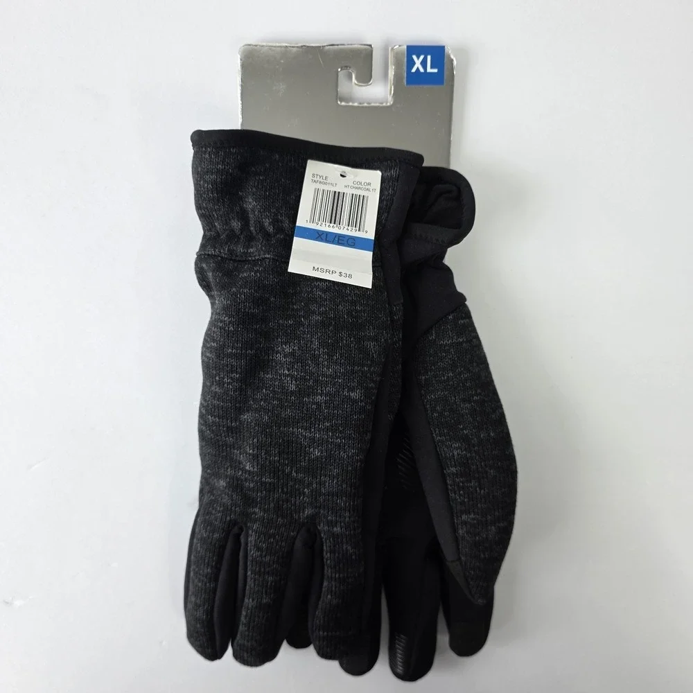 32 DEGREES Men's Heat Gloves‎ XL Black Charcoal Winter Knit Thermal
